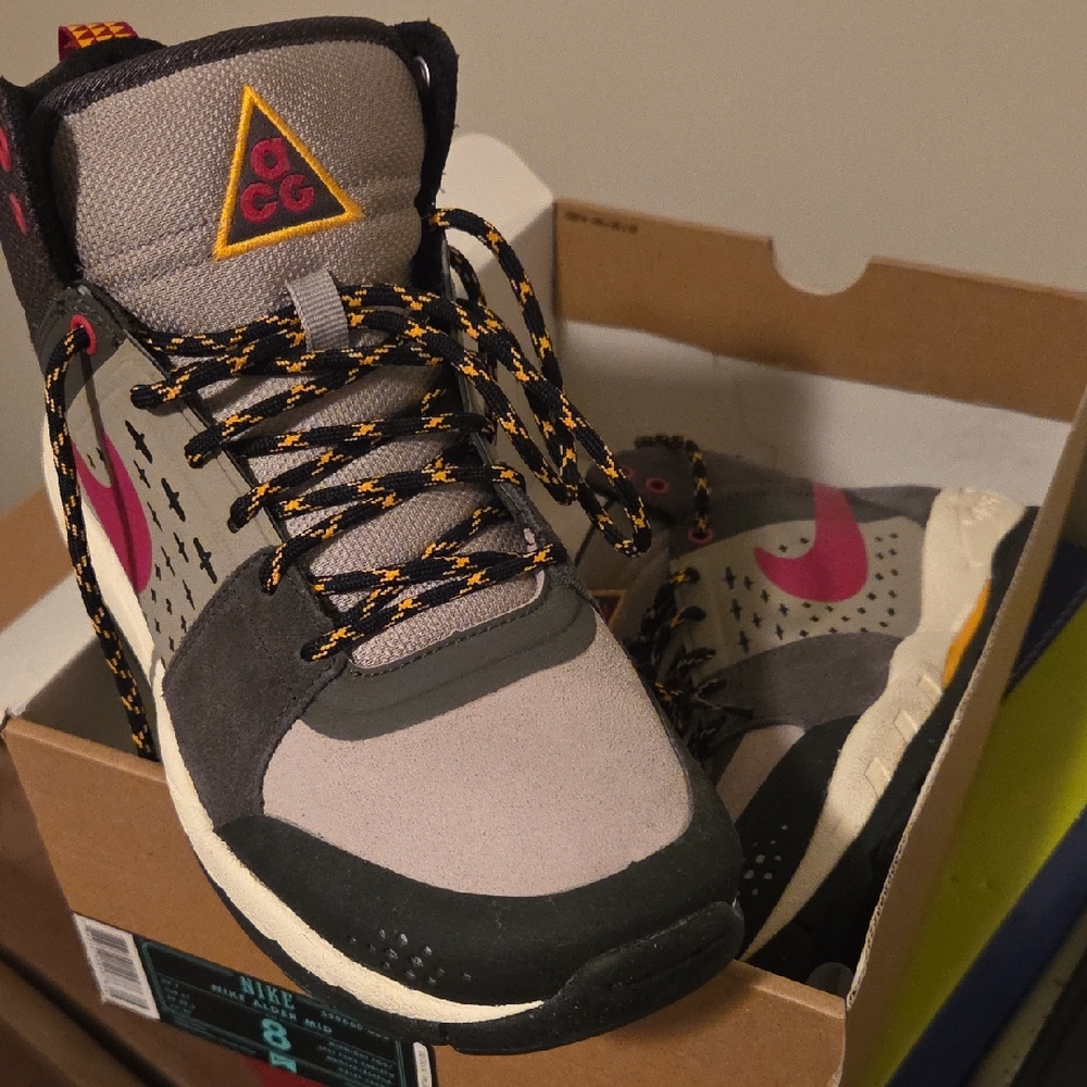 Nike ACG Gray, Red, and Black Outdoor Sneakers